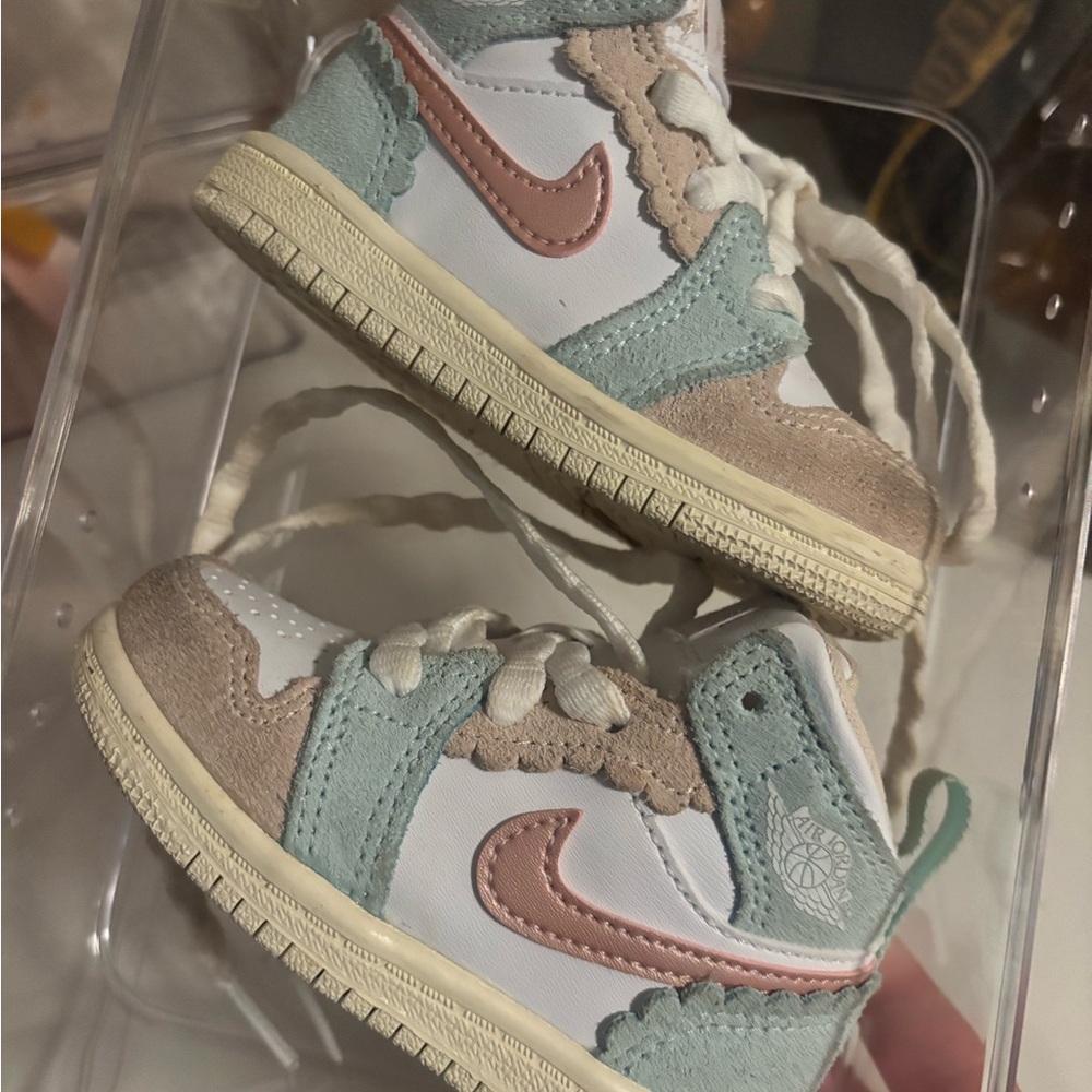 Nike Kids High-Top Sneakers - White, Pink, Blue